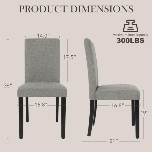 GOTMINSI Modern Gray Linen Parsons Dining Chair, Sturdy Wood Legs, Set of 4
