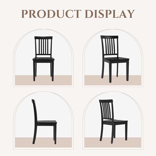 COLAMY Wooden Dining Room Chairs Set of 4, Spindle High Back Windsor Kitchen ...