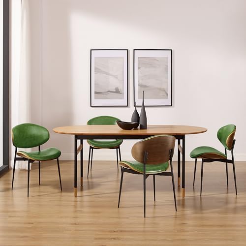 Art Leon Mid Century Modern Dining Chairs Set of 2 Armless Accent Green