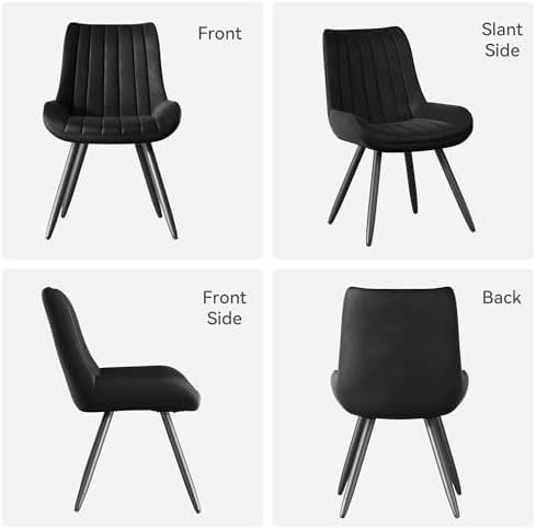Dining Chairs Set of 6, Faux Leather Mid Century Modern Kitchen Chairs with S...