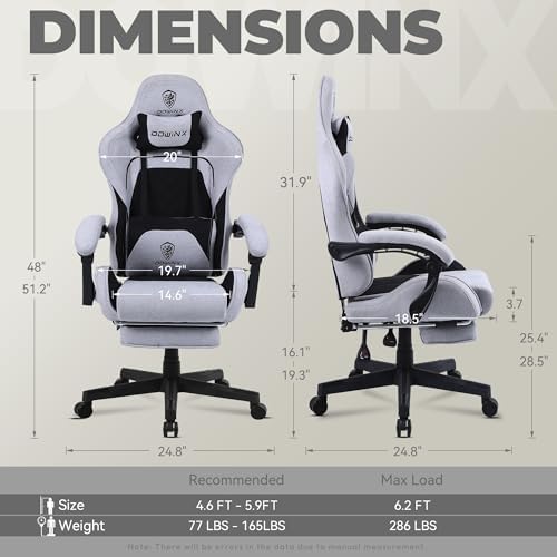 Dowinx Gaming Chair Fabric with Pocket Spring Cushion, Massage Game Chair Clo...