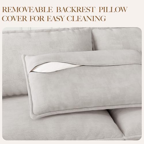 140" U-Shaped Modern Modular Sectional Couch, Chenille Cloud Couches wit...