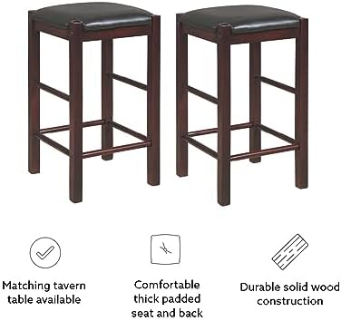 Linon Brown 3-Piece Table Faux Marble Tavern Set, 42" w x 22.25" d ...