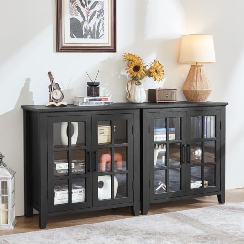 Large Sideboard Buffet Cabinet with Storage, 32" Farmhouse Kitchen Coffe...