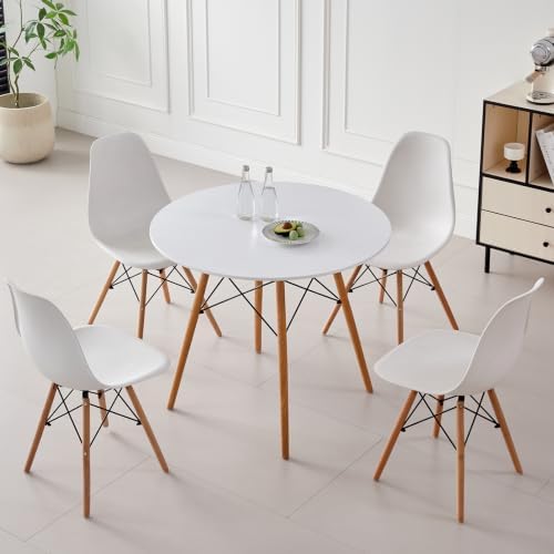 5-Piece Round Dining Set, 35.5" Kitchen Table Chairs Set of 4 | Space Sa...