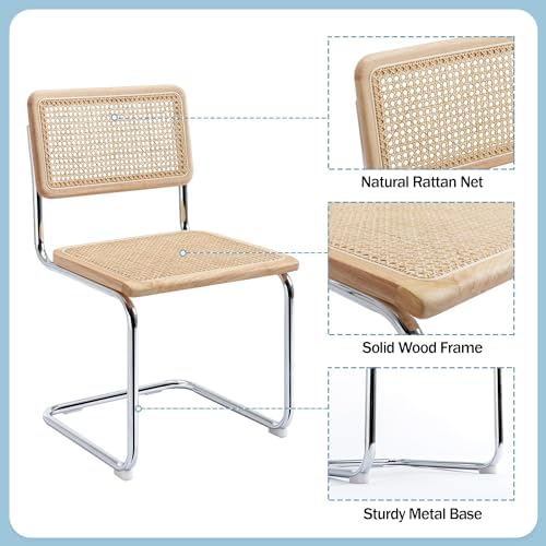 Rattan Dining Chairs Mid Century, Cesca Chairs Set of 2 for Kitchen Room