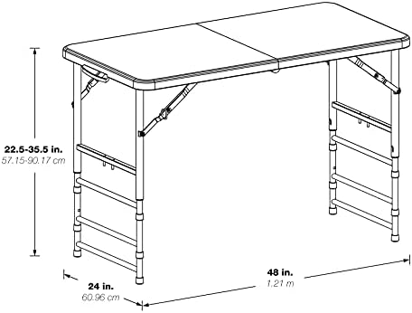 Office Star Resin Multipurpose Rectangle Table, 4-Feet Long, Height Adjustabl...