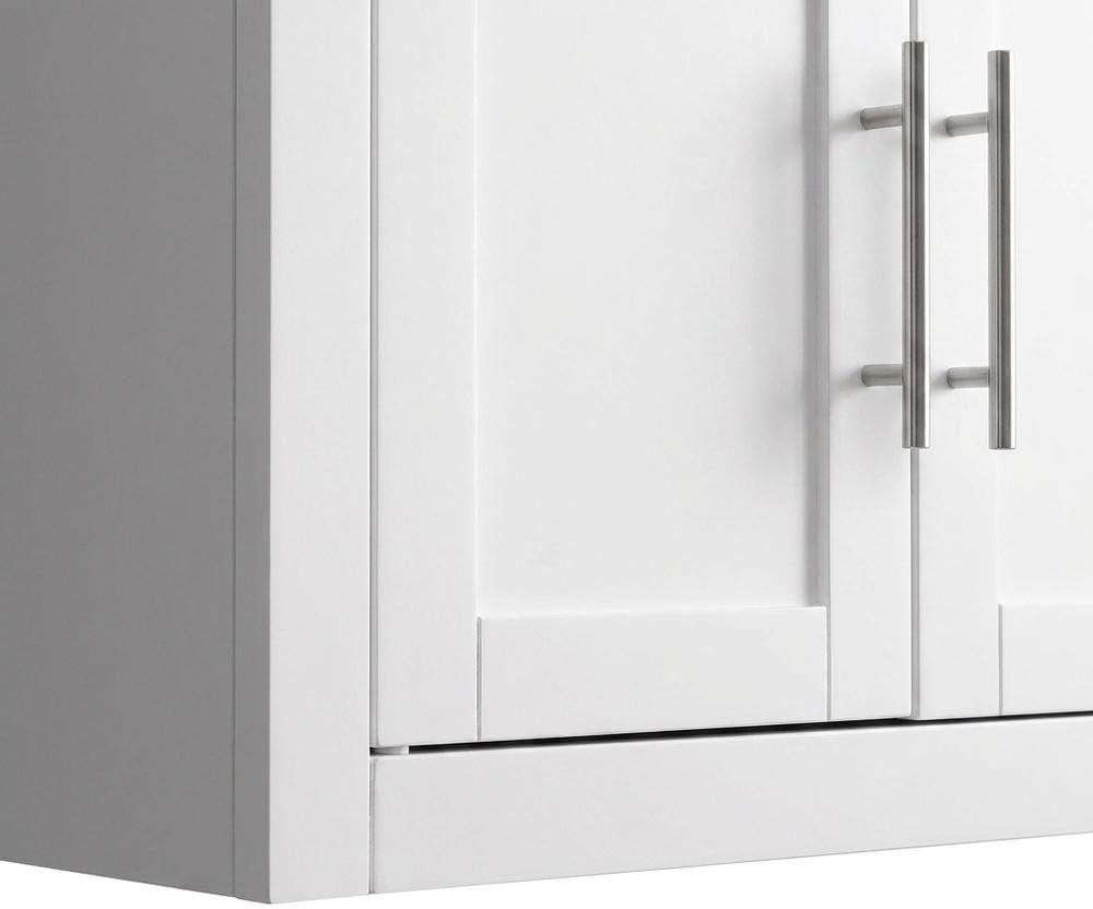 Furnifact White 2-Piece Wall Kitchen Cabinet Set, MDF Birch Veneer, Floating ...