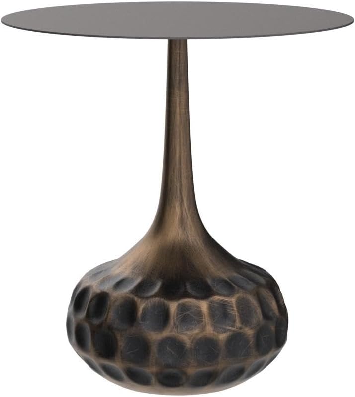End Table, Modern Coffee Table, Iron Decorative Pedestal Metal Accent Table for Living Room/Bedroom/Balcony/Office/Indoor/Outdoor