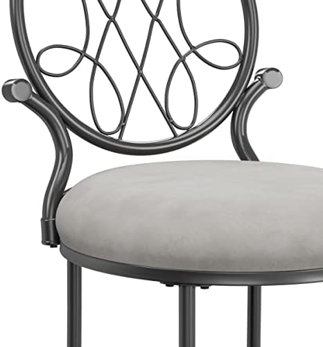 Hillsdale O'Malley Vanity Stool with Spiral Pattern Design, Metallic Gray...