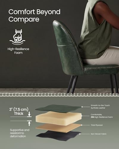 VASAGLE Dining Chairs Set of 2, Upholstered Kitchen Chairs