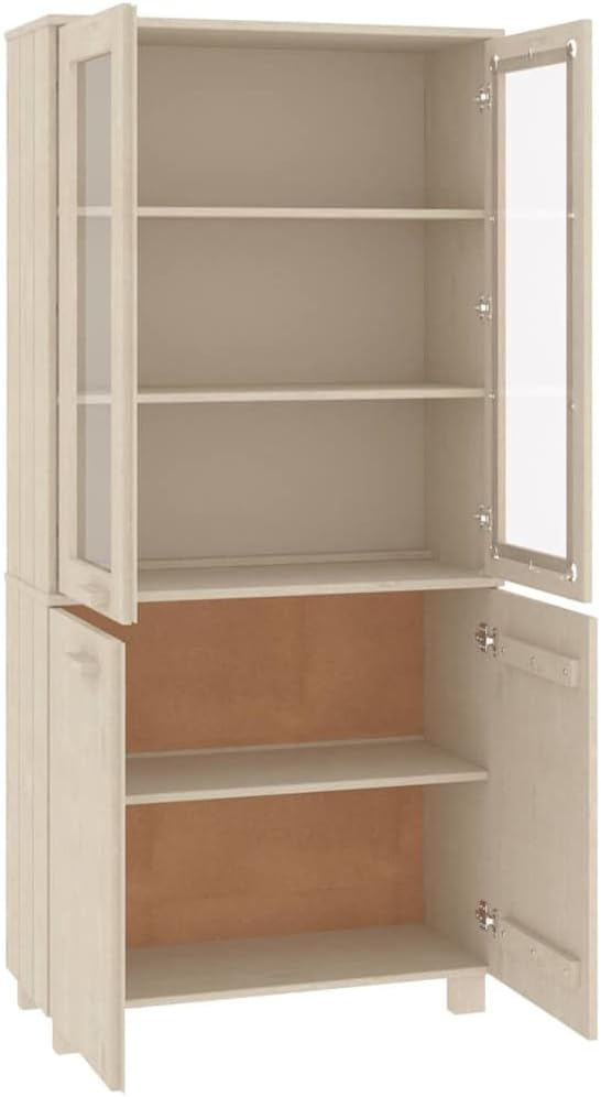Solid Pine Wood Highboard Honey Brown