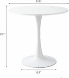 24" Round Dining Table for 2 MDF Table Top and Heavy Metal Dining Table Leg for Kitchen Dining Room Apartment Small Space(White)