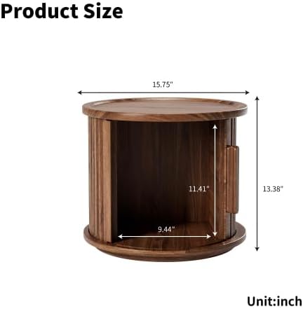 Round Coffee Table Set of 2, Nesting Side Table with Sliding Door Storage | R...