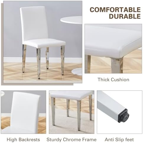 71" Modern Glass Dining Table Set for 6, 7-Piece Dining Table Set with C...