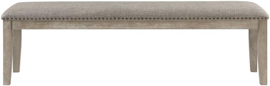 Pemberly Row Contemporary Wood and Fabric Dining Bench, 63.5" Wide, Wire...