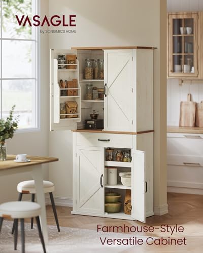 VASAGLE Pantry Cabinet, Freestanding Tall Cupboard with a Drawer | 15.8 x 31....