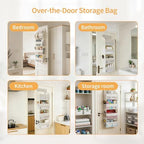 Over the Door Organizer, Door Storage Organizer with Large Capacity Pockets, Hanging Shelves for Bedroom, Closet, Dorm, Pantry (Beige, 5-Tier)