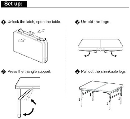 REDCAMP Heavy-Duty Aluminum Frame Camping Table, 4ft Large Folding Table (48x...