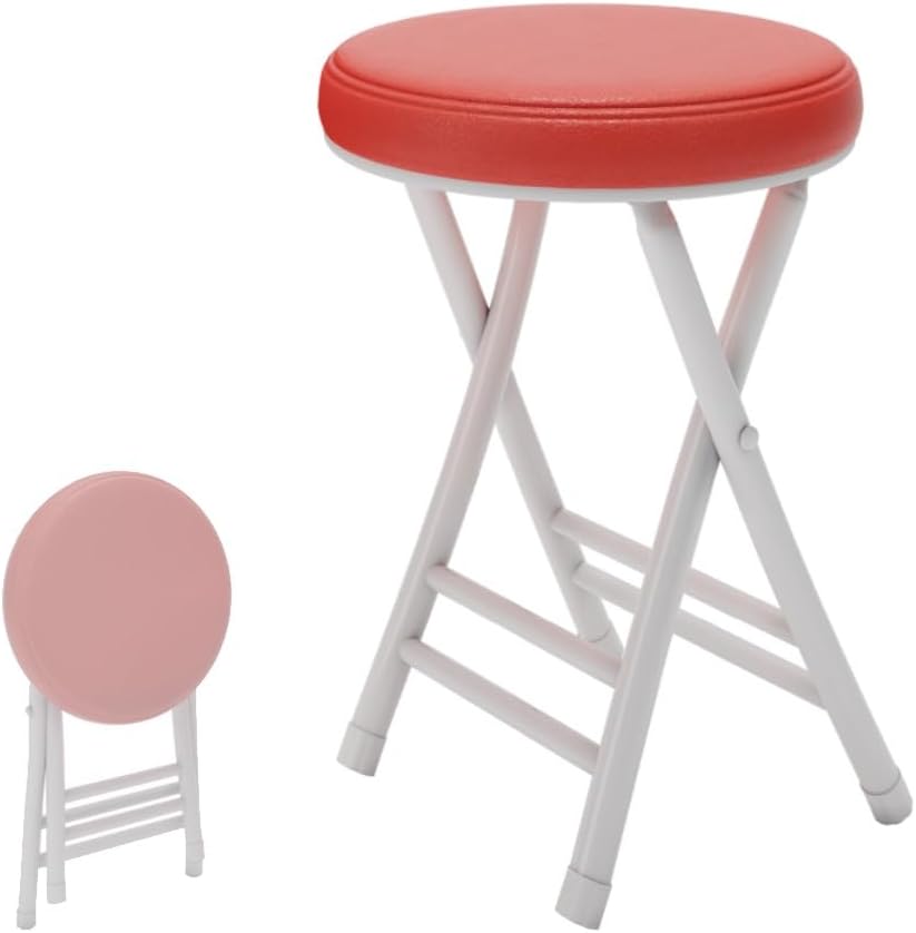 20" Home Folding Stool Collapsible Padded Bar Stool Round Kitchen Stools...