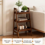 3 Tier Wood Ladder Shelf with Edges Small Bookshelf Freestanding Open Storage Rack Modern Planter Stand for Living Room, Bedroom, Office