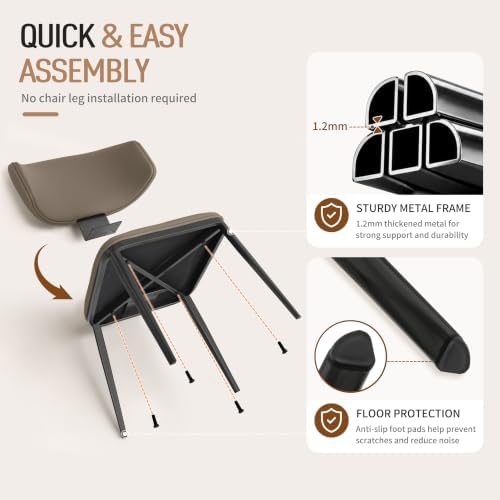 Dining Chairs Set of 6, Faux Leather Dining Chairs, Milk Coffee
