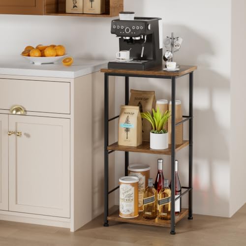 SWTYMIKI Coffee Bar Cabinet for Home - 3-Tier Sturdy Farmhouse Coffee Stand S...