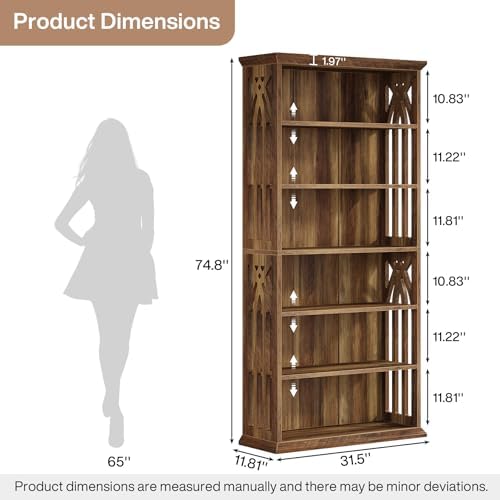 Tribesigns 6-Tier Bookshelf, 75-Inch Tall Bookcase, Large Bookshelves and Boo...