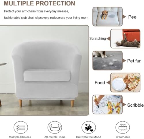 Velvet Club Chair Slipcover 2 Piece Swivel Barrel Chair Covers Slipcover Tub ...