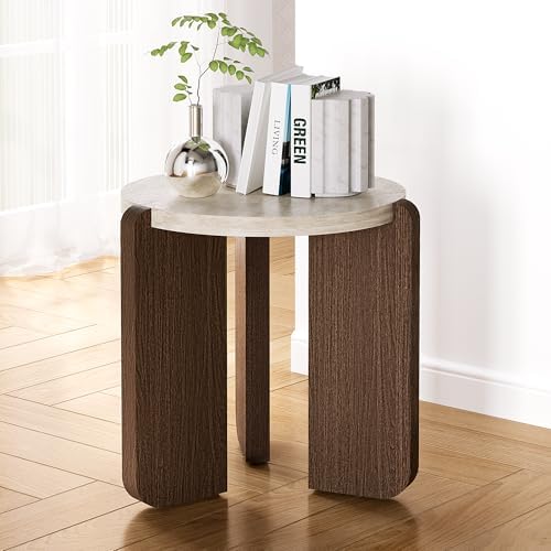 SUNBURY Side Table, Small Round End Table with 3 Legs, Nightstand for Small S...