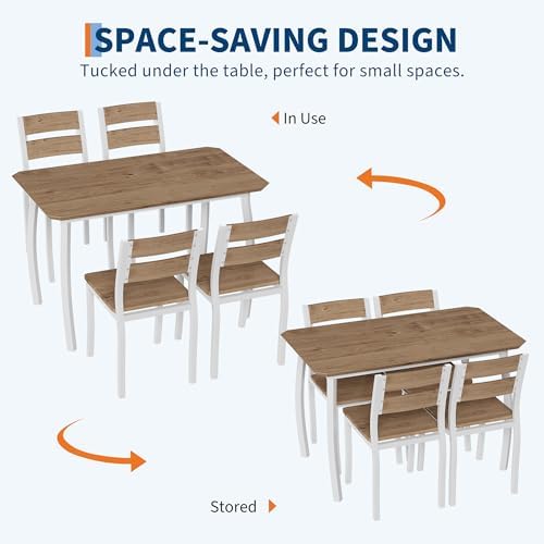 IDEALHOUSE Dining Table Set for 4 Modern Kitchen Table and Chairs Set with Ch...