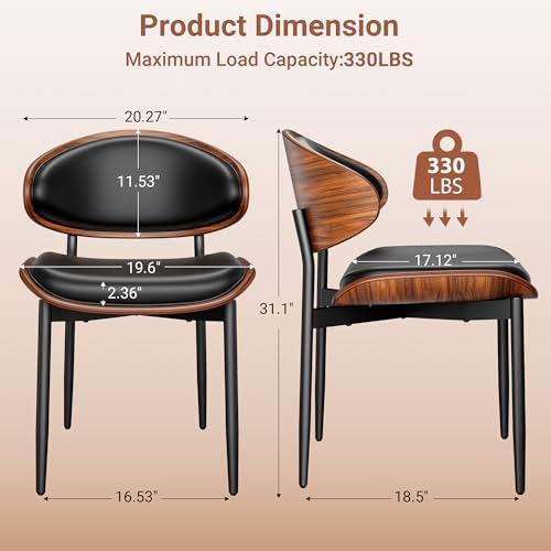 YaFiti Dining Chairs Set of 2, Mid Century Modern PU Leather Kitchen Chairs |...