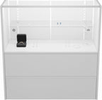 WISDOMFUR 5ft White Display Showcase Cabinet with LED Lighting – Half Vision Retail Glass Display Case, 60" x 18" x 38", Sliding Locking Doors & Storage Shelves
