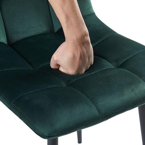 NORDICANA Forest Green Velvet Dining Chairs Set of 4, Upholstered Tufted Kitc...