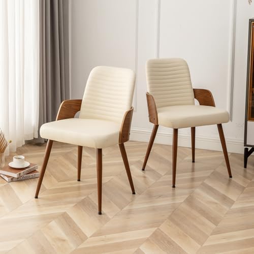 Dining Room Chairs,Mid Century Modern Kitchen Chair,Upholstered Faux Leather ...