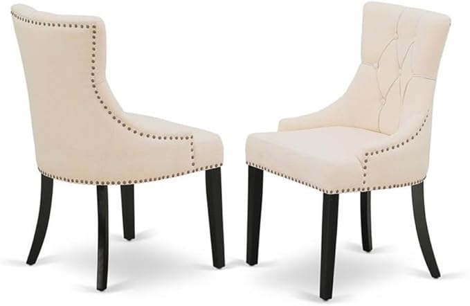East West Furniture X696FR102-7 7 Piece Modern Dining Table Set Consist of a Rectangle Wooden Table with X-Legs and 6 Light Beige Linen Fabric Upholstered Chairs, 36x60 Inch, Multi-Color