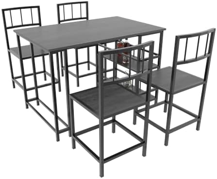 KEIKI 5-Piece Kitchen Dinner Table Set for 4 Dining with Storage, Grey