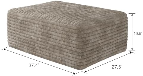 JINGLING 37.4" Rectangle Ottoman Foot Rest for Couch - Corduroy Upholstered Compressed Memory Foam, Cloud Ottoman for Modular Sectional, No Assembly Required, DIY Combination, Camel