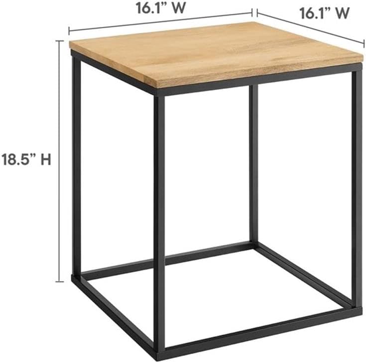 Pemberly Row Contemporary Square Wood and Metal Side Table, Solid Mango Wood ...