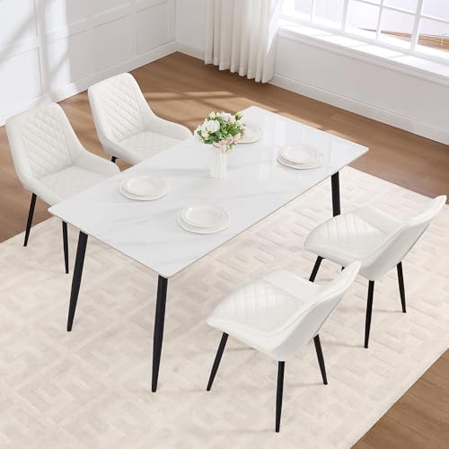 Dining Chair Set of 4, Modern Dining Chairs with Thick Cushions, Faux Leather...