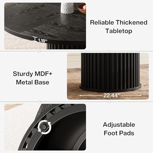 Tribesigns 47.24" Black Round Dining Table for 4-6 People