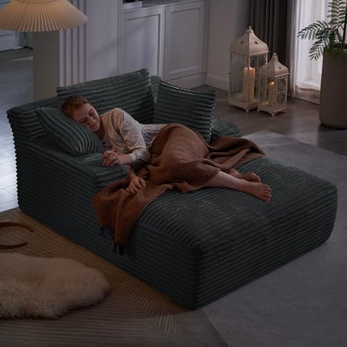 Oversized Chaise Lounge Chair Indoor,50"W Upholstered Corduroy Couch wit...