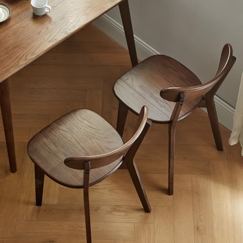 Walnut Dining Chairs Set of 2, Solid Oak Wood