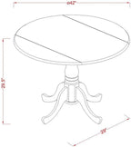 East West Furniture DLEL3-AWA-05 3 Piece Kitchen Table & Chairs Set Consist of a Round Dining Table with Dropleaf and 2 Upholstered Parson Chairs, 42x42 Inch, Antique Walnut