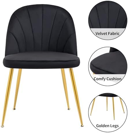 Velvet Dining Chairs Set of 4, Upholstered Mid Century Modern Dining Room Cha...
