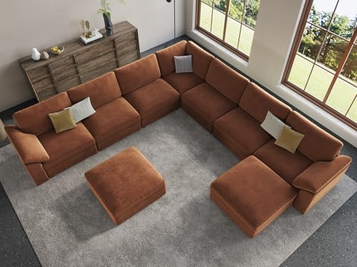 EASE MOOSE Oversized Modular Sectional Sofa with Ottoman, Modern Luxury Wide ...