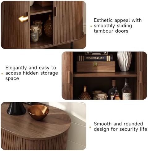ONBRILL 31.5" Sideboard Buffet Cabinet Sliding Door/Adjustable Shelf Walnut