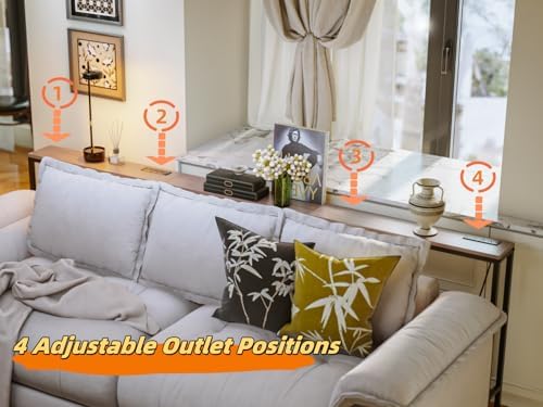 102.4" Behind Couch Table with 2 Fast Charging Stations, 7.1" Narro...