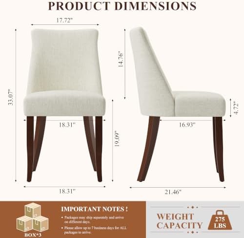 COLAMY Upholstered Mid Century Dining Chairs Set of 6, Beige