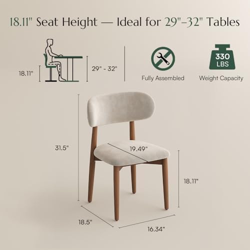 POVISON Modern Dining Room Chairs Set of 6, Armless Cotton Linen Dining Chair...